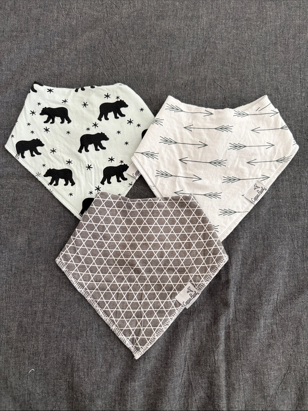 Copper Pearl bandana bibs trio